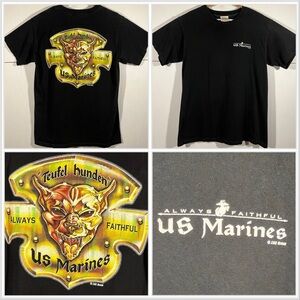 VTG 7.62 Design US Marines Teufel Hunden Devil Dog Mens T-Shirt Black Sz M Y2K
